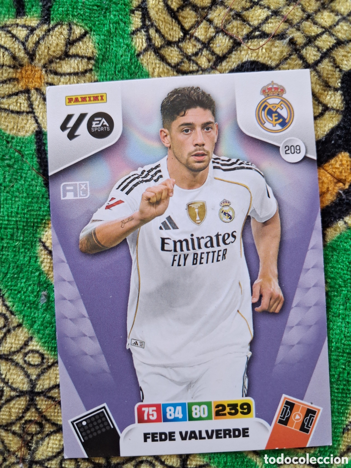 Cromos de f&uacute;tbol: C2191. Fede Valverde n&uacute;mero 209 del Real Madrid cromo adrenalyn XL 25-26 2025-2026