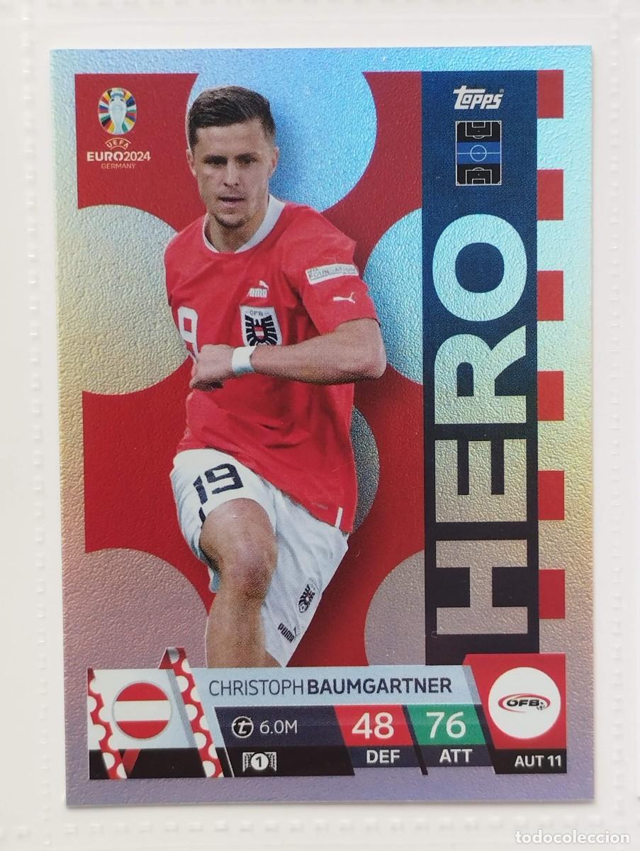 Figurine di Calcio: CROMO CARD EURO 24 EUROCOPA 2024 MATCH ATTAX AUSTRIA AUT11 AUT 11 BUMGARTNER HERO
