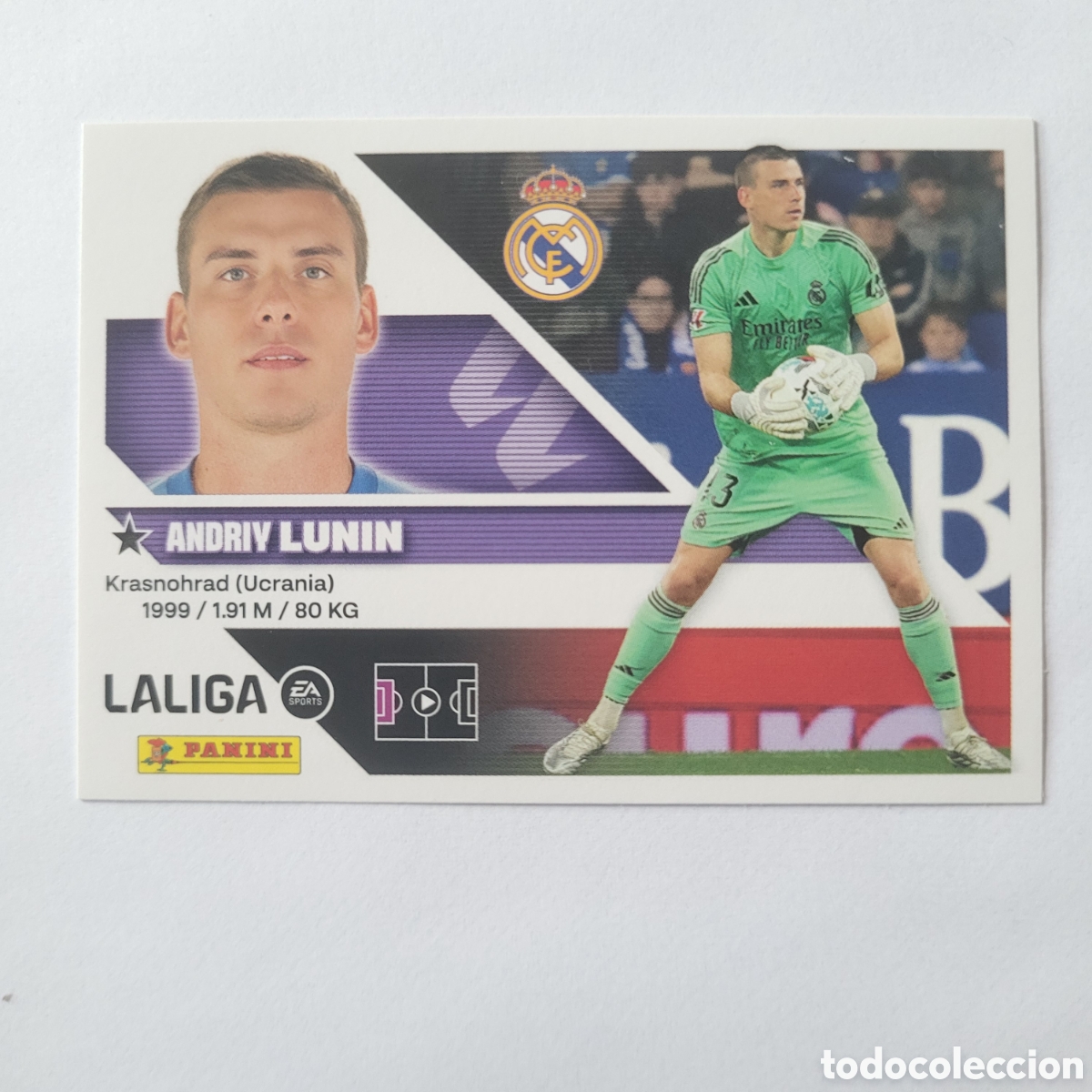 Cromos de f&uacute;tbol: 4 Andriy Lunin Real Madrid [Sticker] / La Liga Este 2026