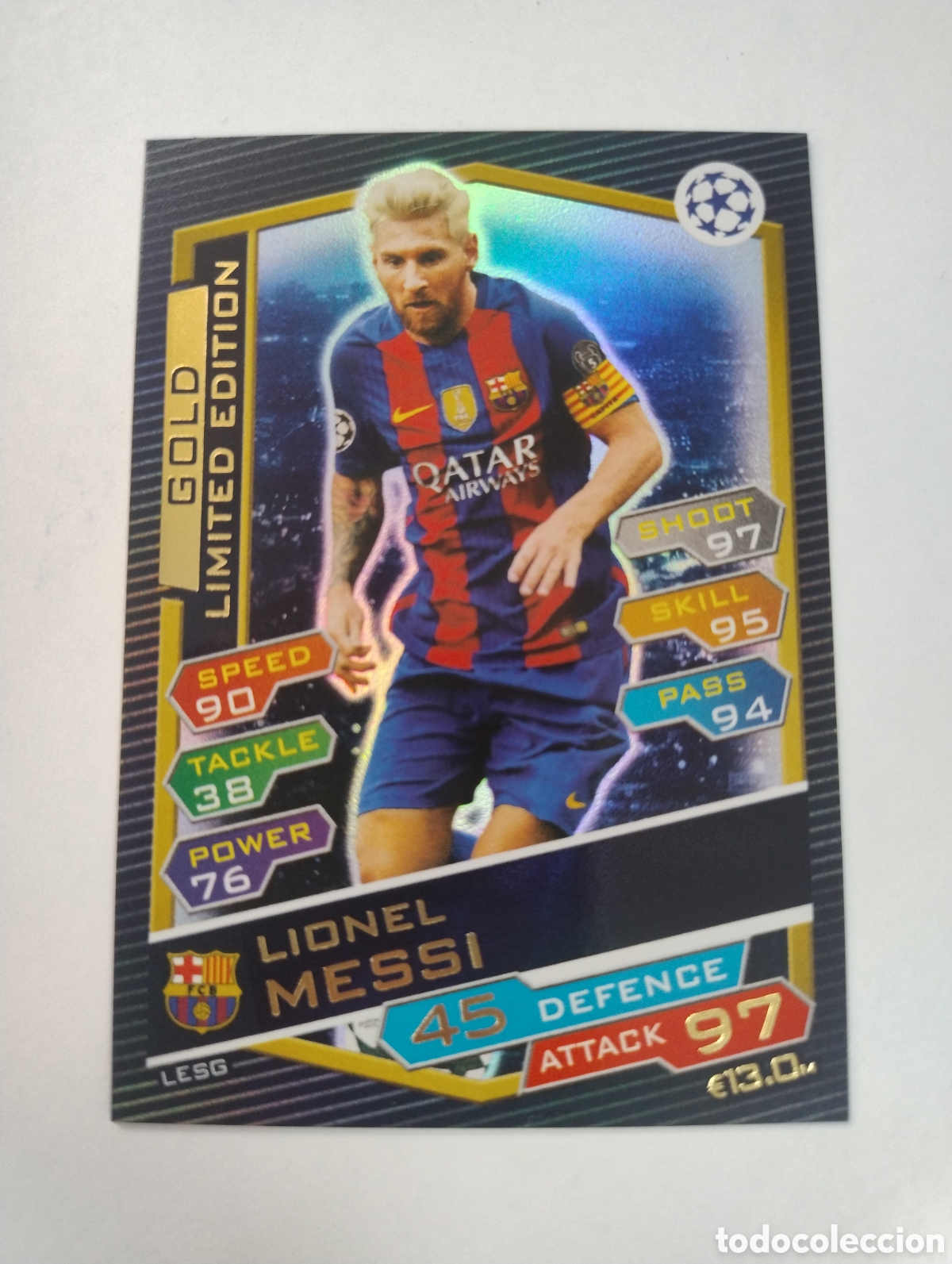 Fu&szlig;ball-Sticker: LE5G - Messi - Barcelona - Topps Match Attax 2020 - 2021 Gold Limited Edition