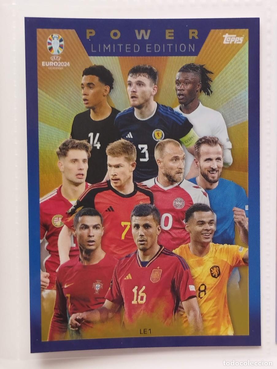 Cromos de f&uacute;tbol: CROMO CARD EURO 24 EUROCOPA 2024 MATCH ATTAX POWER LE1 LE 1 CRISTIANO RONALDO RODRI MUSIALA KANE
