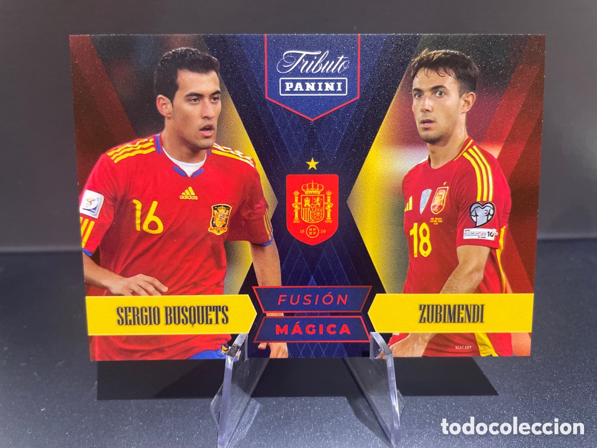 Cromos de f&uacute;tbol: Busquets Zubimendi 84 Fusion Magica Panini Tribute Seleccion Espa&ntilde;ola 2010-2026 Vamos Campeones