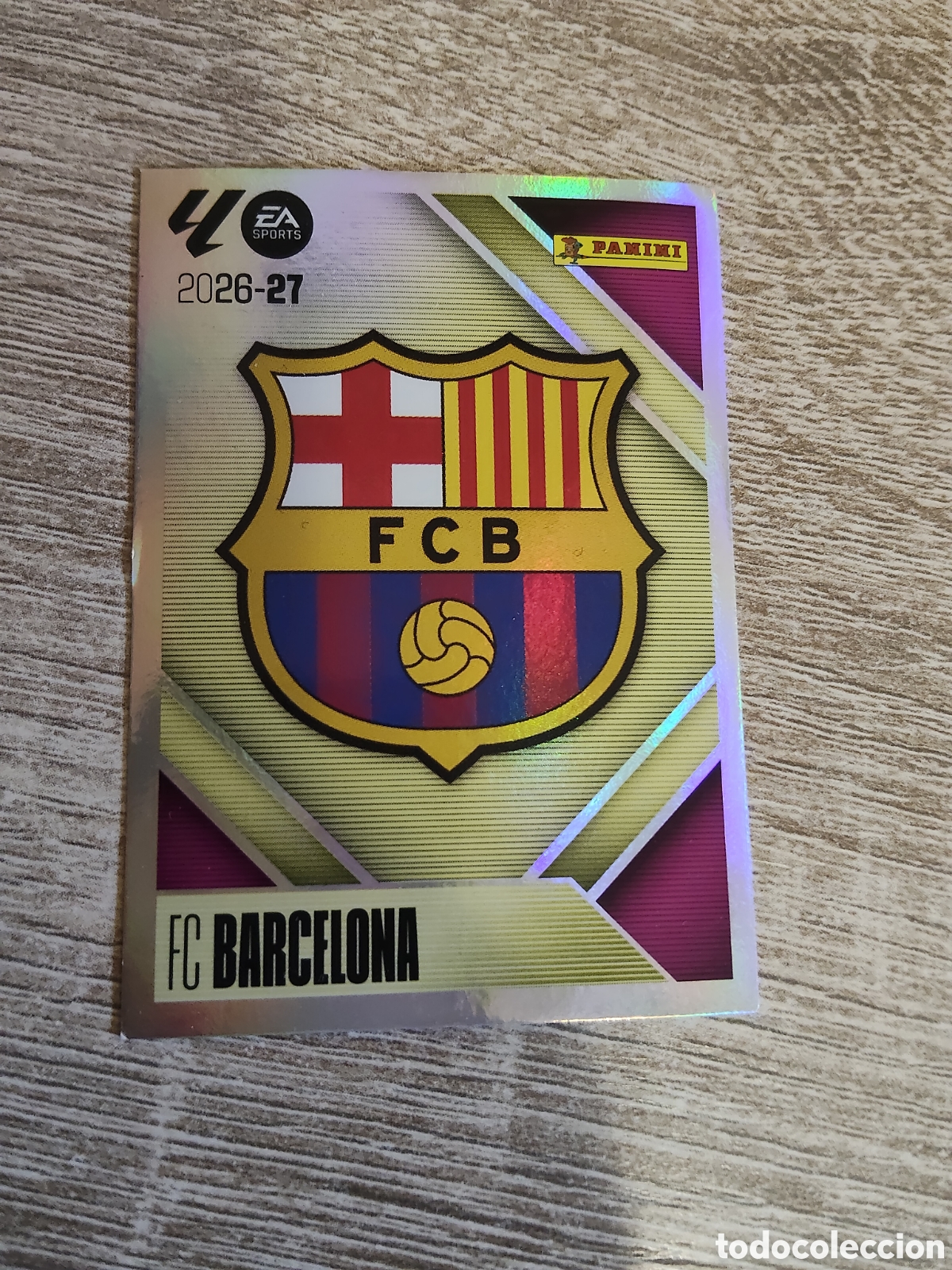 Cromos de f&uacute;tbol: Escudo Barcelona liga 2026 2027 26 27 ediciones este