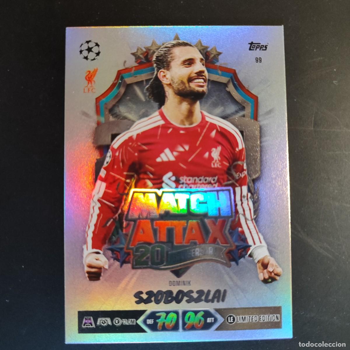 Cartes &agrave; collectionner de Football: 20 ANIVERSARIO MATCH ATTAX 26/27 UCL CARD 20 ANIVERSARIO SZOBSZLAI LIVERPOOL LE # 99 TOPPS