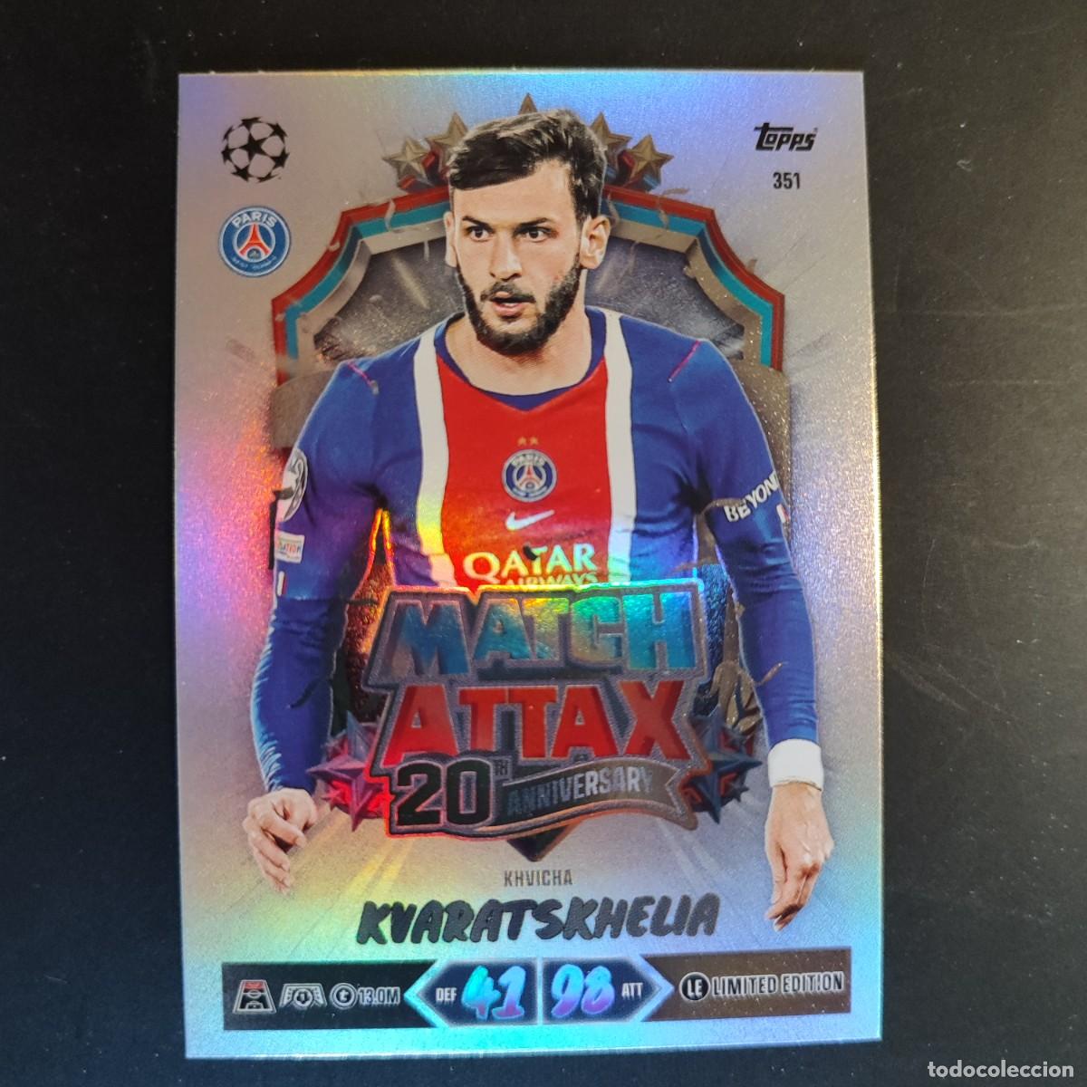 Cartes &agrave; collectionner de Football: 20 ANIVERSARIO MATCH ATTAX 26/27 UCL CARD 20 ANIVERSARIO KVARATSKHELIA PSG LE # 351 TOPPS
