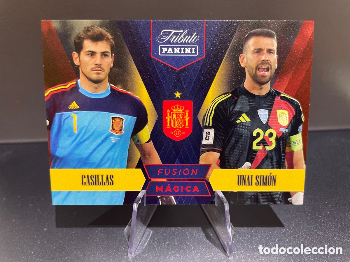 Figurine di Calcio: Casillas Unai Simon 82 Fusion Magica Panini Tribute Seleccion Espa&ntilde;ola 2010-2026 Vamos Campeones