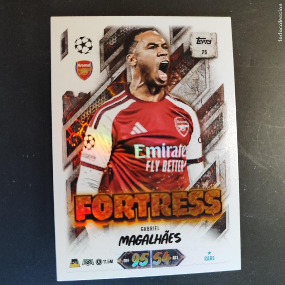 Figurine di Calcio: 20 ANIVERSARIO MATCH ATTAX 26/27 UCL CARD FORTRESS MAGALHAES ARSENAL # 26 TOPPS