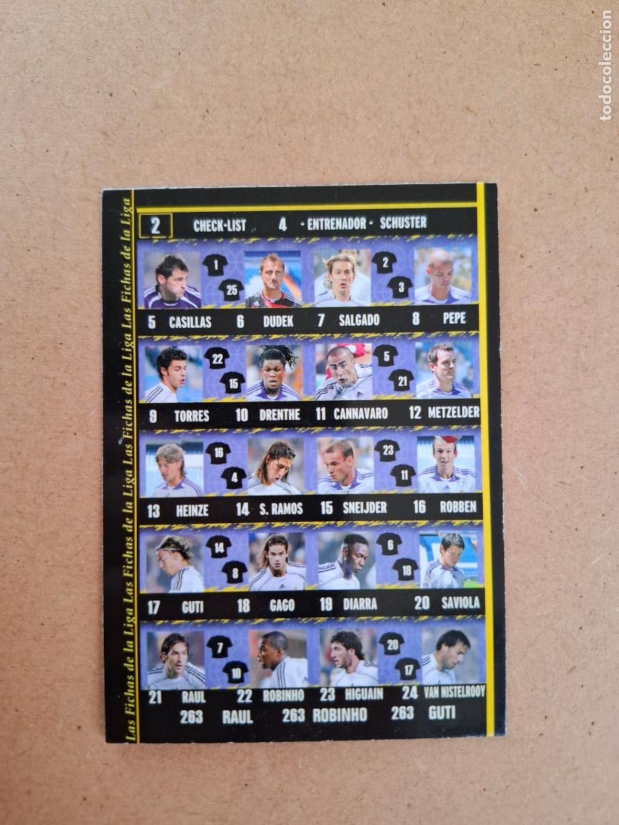 Cromos de f&uacute;tbol: MUNDICROMO 2007 2008 07 08 - 2 CHECK LIST / INDICE - REAL MADRID
