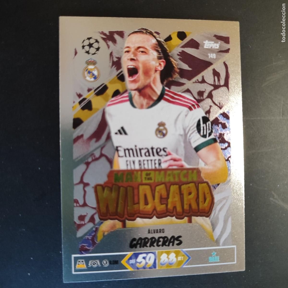 Cromos de f&uacute;tbol: 20 ANIVERSARIO MATCH ATTAX 26/27 UCL CARD WILDCARD CARRERAS REAL MADRID # 149 TOPPS