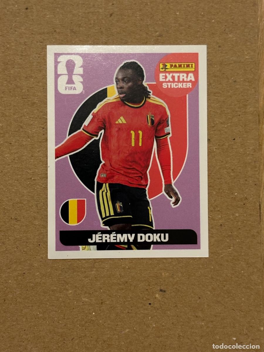 Cromos de Futebol: CROMO EXTRA STICKER J&Eacute;R&Eacute;MY DOKU MORADO BASE MUNDIAL FIFA WORLD CUP 2026 STICKER PANINI SIN PEGAR