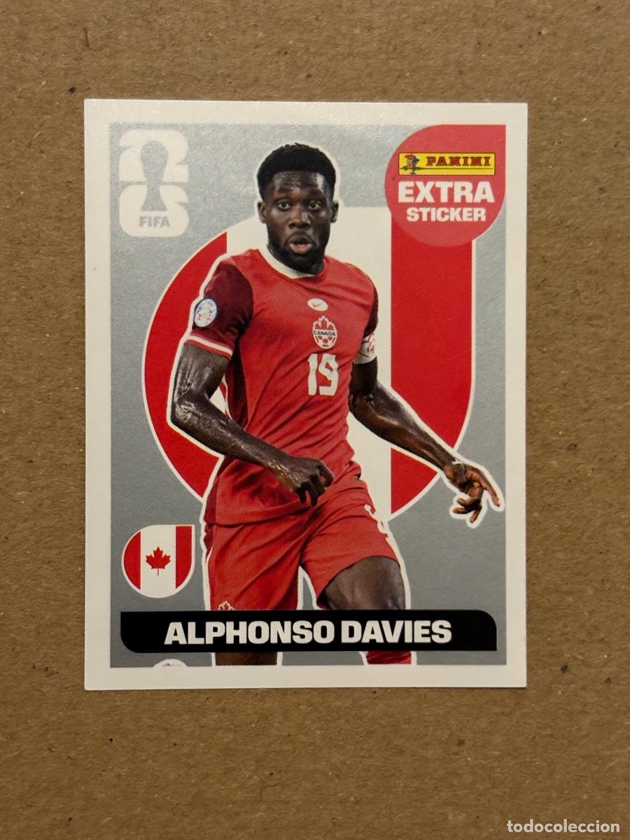 Cromos de f&uacute;tbol: CROMO EXTRA STICKER ALPHONSO DAVIES PLATA MUNDIAL FIFA WORLD CUP 2026 STICKER PANINI SIN PEGAR