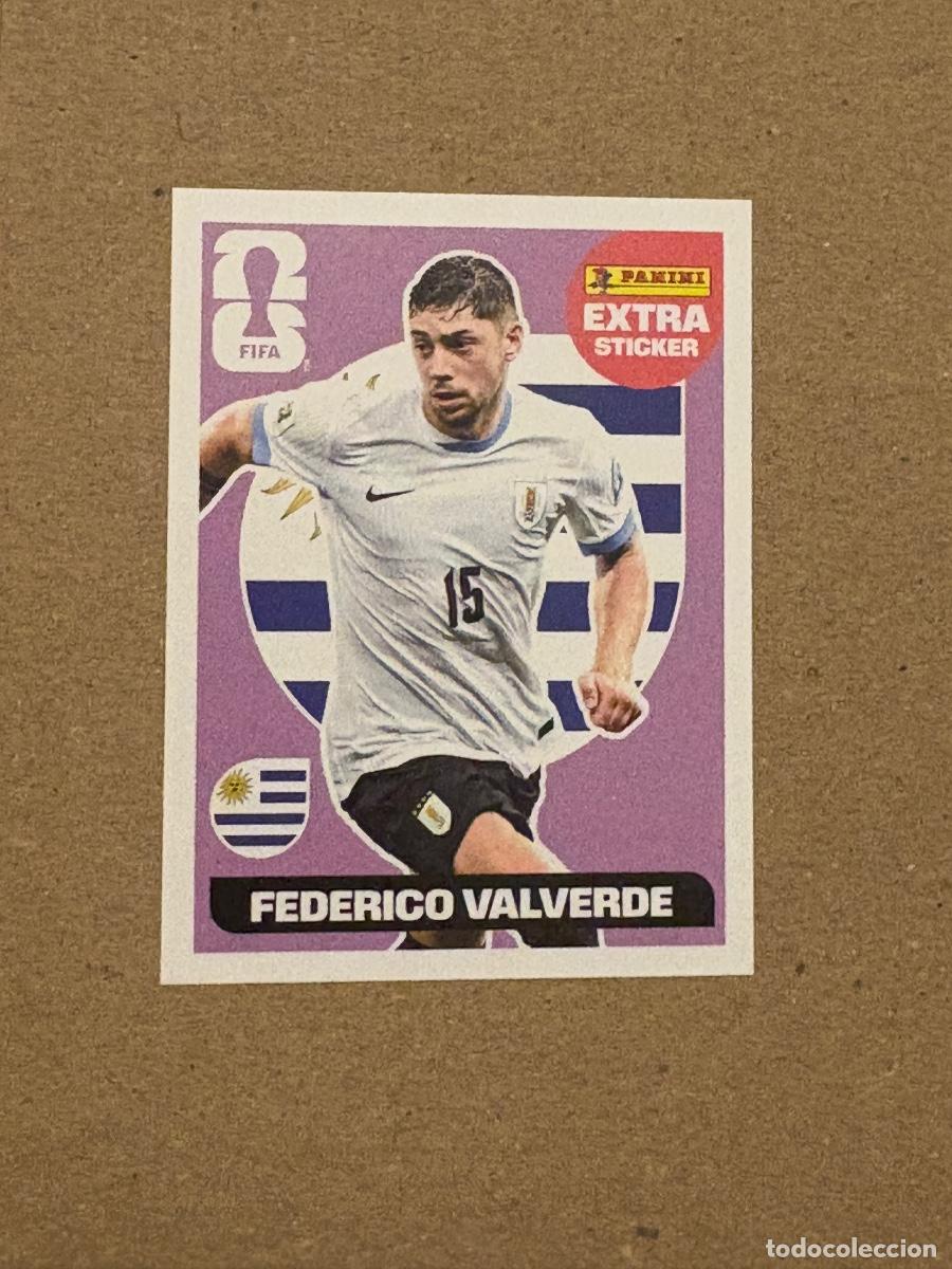 Cromos de f&uacute;tbol: EXTRA STICKER FEDERICO VALVERDE MORADO BASE MUNDIAL FIFA WORLD CUP 2026 STICKER PANINI SIN PEGAR