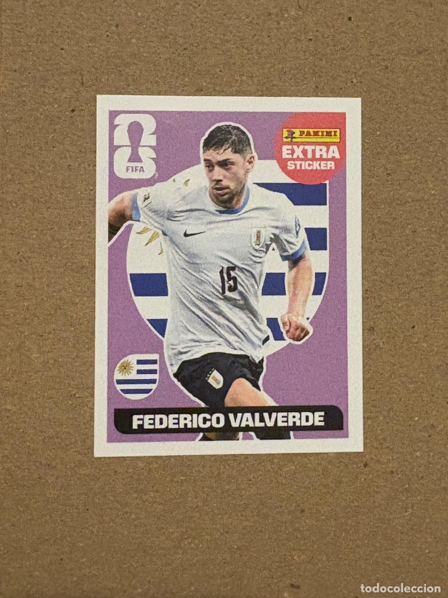 Cromos de f&uacute;tbol: EXTRA STICKER FEDERICO VALVERDE MORADO BASE MUNDIAL FIFA WORLD CUP 2026 STICKER PANINI SIN PEGAR