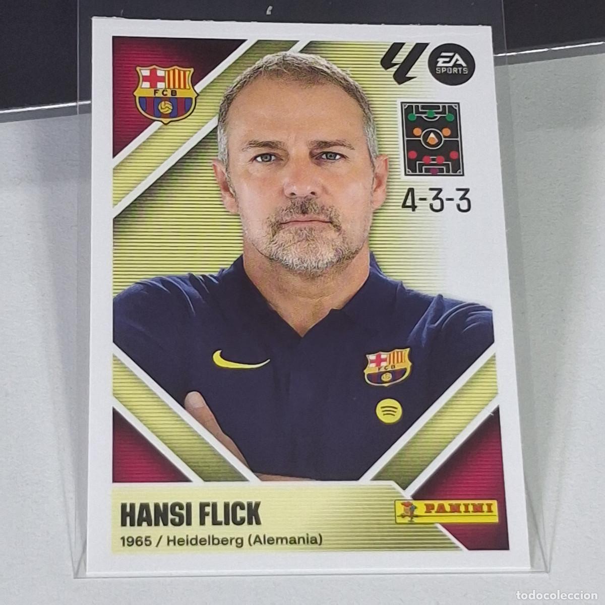 Cromos de f&uacute;tbol: D10 2 HANSI FLICK BARCELONA BAR&Ccedil;A PANINI LIGA ESTE 26 27 2026 2027 STICKER