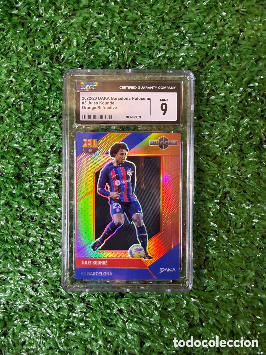 Cromos de f&uacute;tbol: Jules Kound&eacute; Orange Refractive 12/25 DAKA Barcelona Holocene &ndash; CGC 9