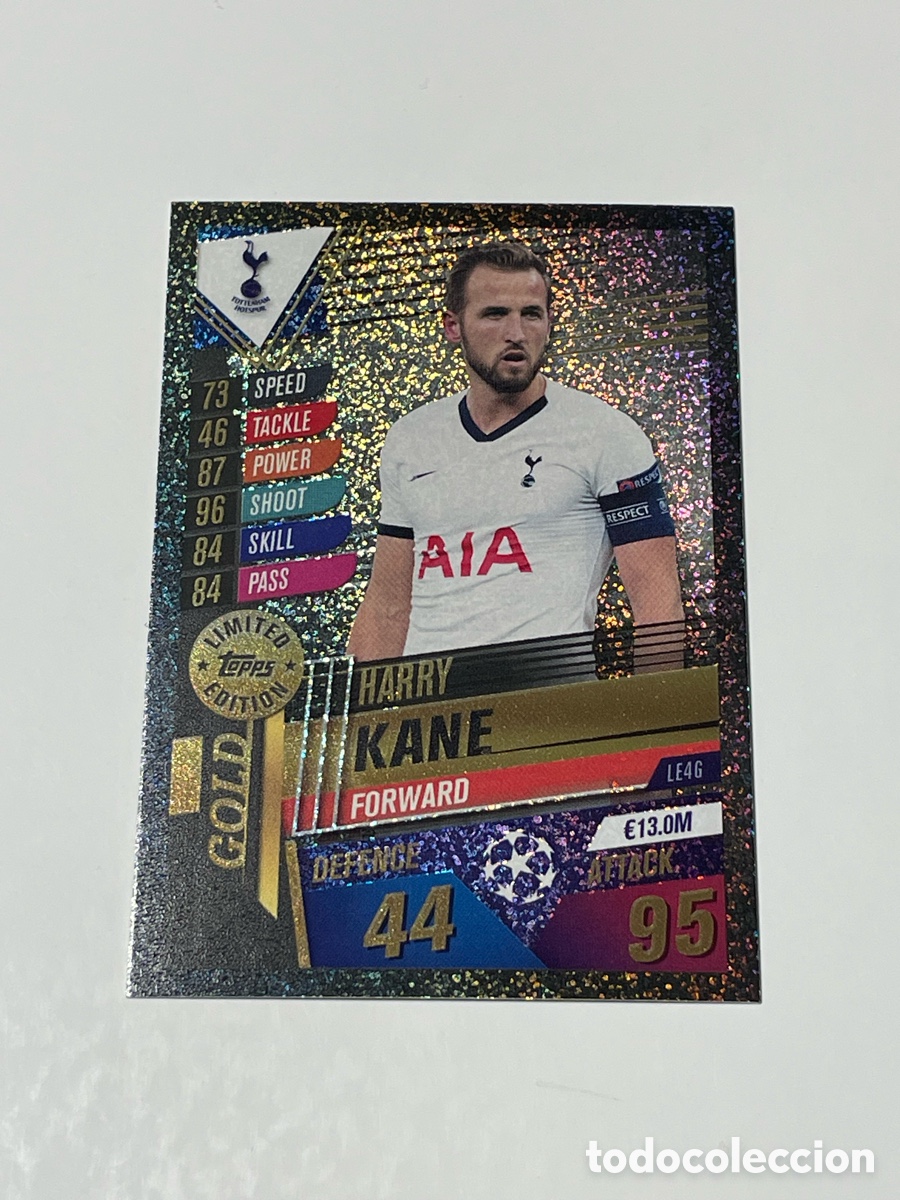 Cromos de f&uacute;tbol: Harry Kane Tottenham Hotspur Topps Match Attax 2019/20 edici&oacute;n limitada Gold #LE4G