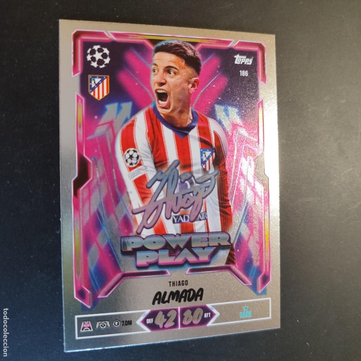 Football Stickers: 20 ANIVERSARIO MATCH ATTAX 26/27 UCL CARD POWER PLAY ALMADA AT MADRID # 186 TOPPS