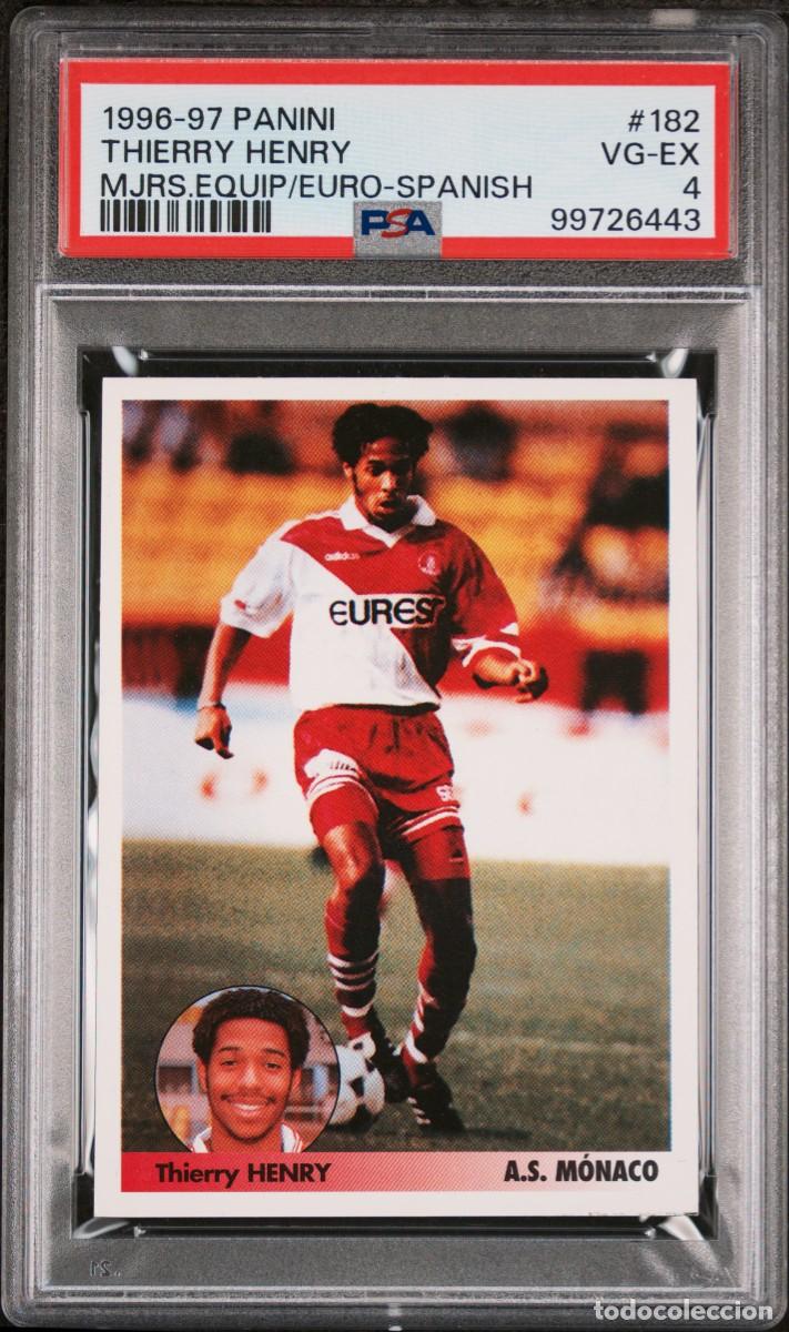 Cromos de f&uacute;tbol: Rookie Thierry Henry #182 AS Monaco Panini Mejores Equipos Europa 1996 97 PSA 4