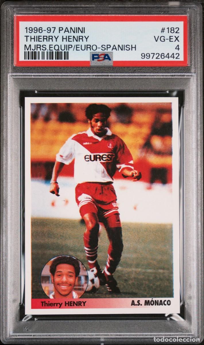 Cromos de f&uacute;tbol: Rookie Thierry Henry #182 AS Monaco Panini Mejores Equipos Europa 1996 97 PSA 4