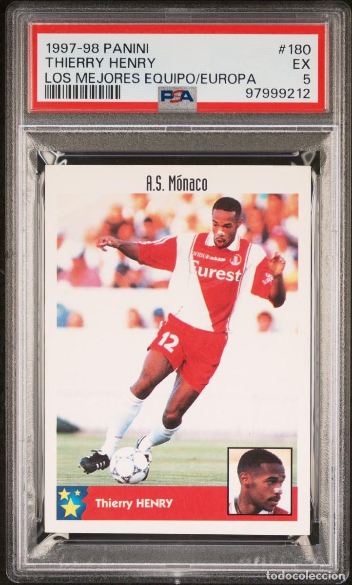 Cromos de f&uacute;tbol: Thierry Henry #180 AS Monaco Panini Mejores Equipos Europa 1997 98 PSA 5