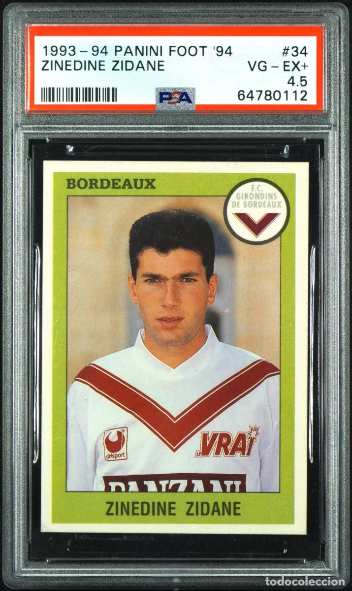 Cromos de f&uacute;tbol: Rookie Zinedine Zidane #34 FC Girondins Bordeaux Panini Foot 1993 94 Psa 4.5