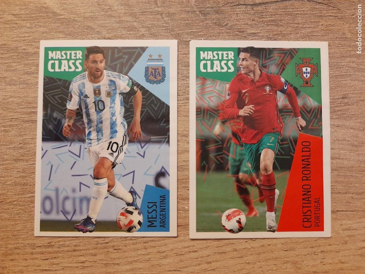 Figurine di Calcio: CROMOS F&Uacute;TBOL RONALDO Y MESSI &rdquo;LOS &Iacute;DOLOS DE LA ROJA&rdquo;. MUNDIAL 2022.