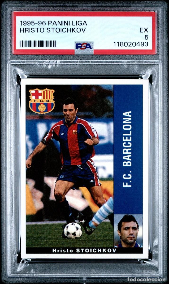 Cromos de f&uacute;tbol: Hristo Stoichkov FC Barcelona Panini Liga 1995 96 PSA 5
