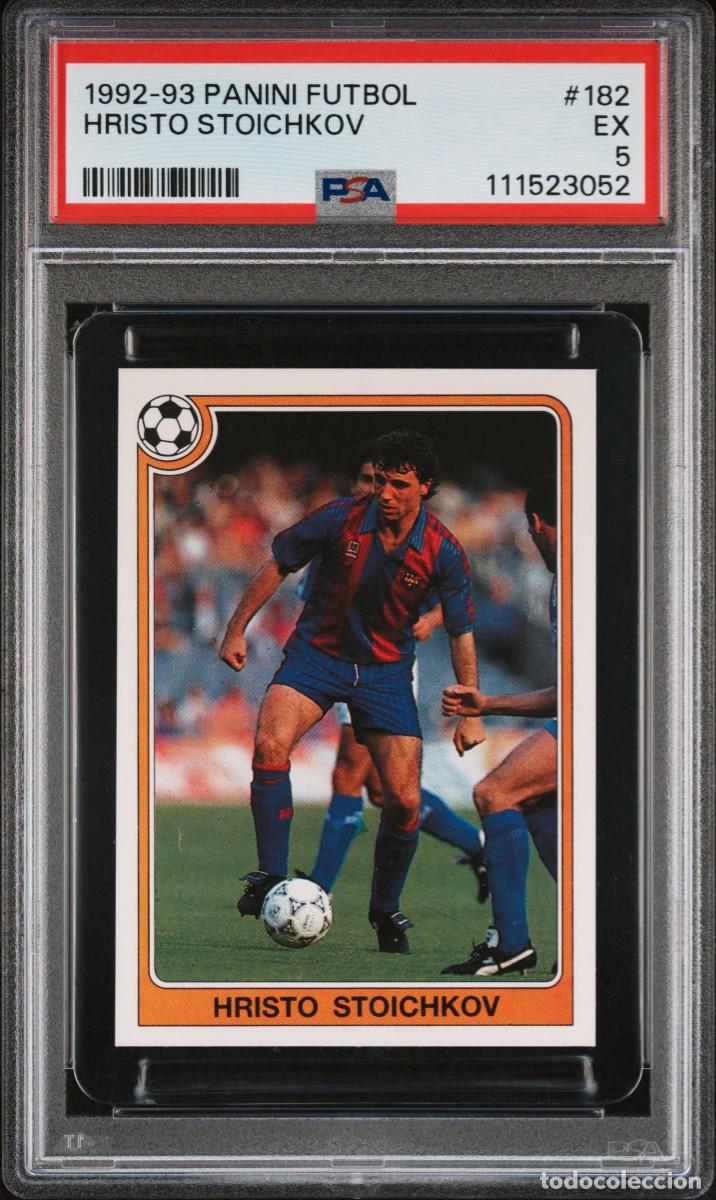 Figurine di Calcio: Hristo Stoichkov #182 FC Barcelona Panini Futbol 1992 93 PSA 5