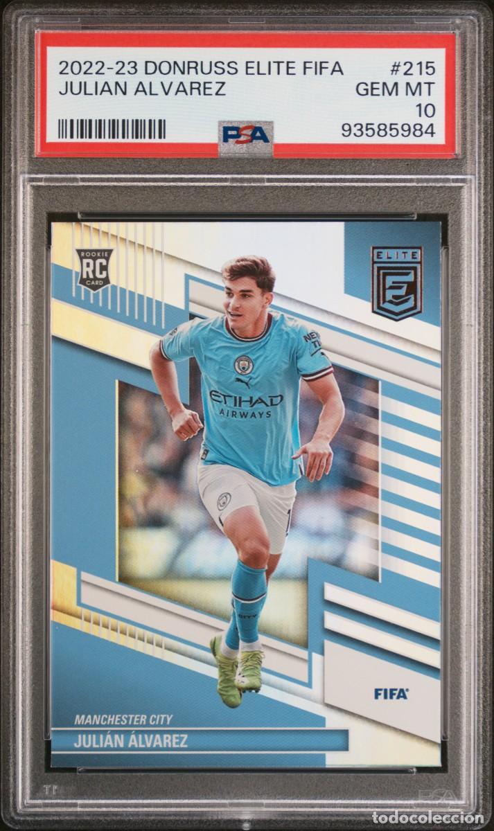 Football Stickers: Rookie Julian Alvarez #215 Manchester City Panini Donruss Elite 2022 23 Psa 10