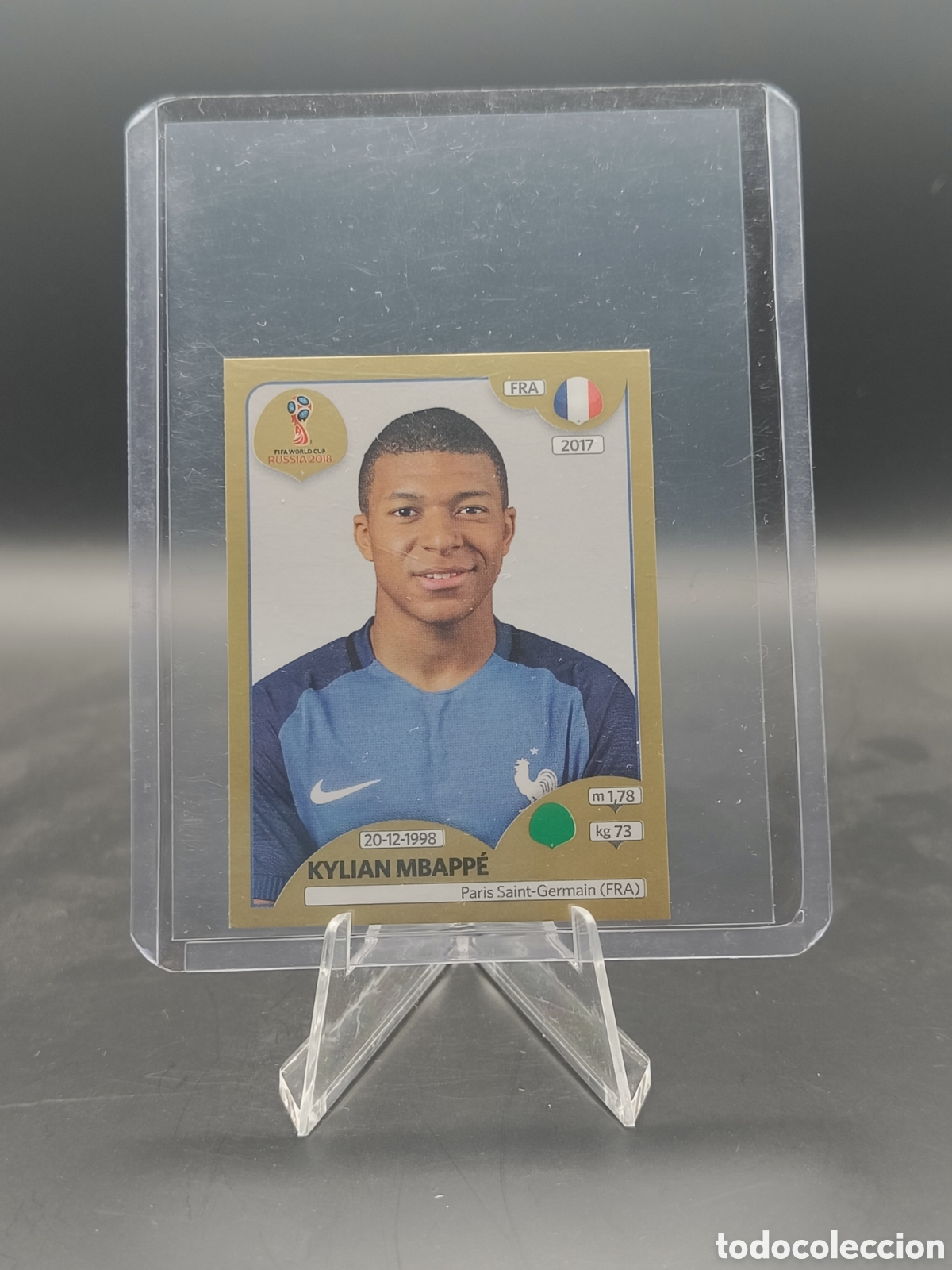 Cromos de f&uacute;tbol: 2018 Panini Mbappe Rookie Gold Sticker #209