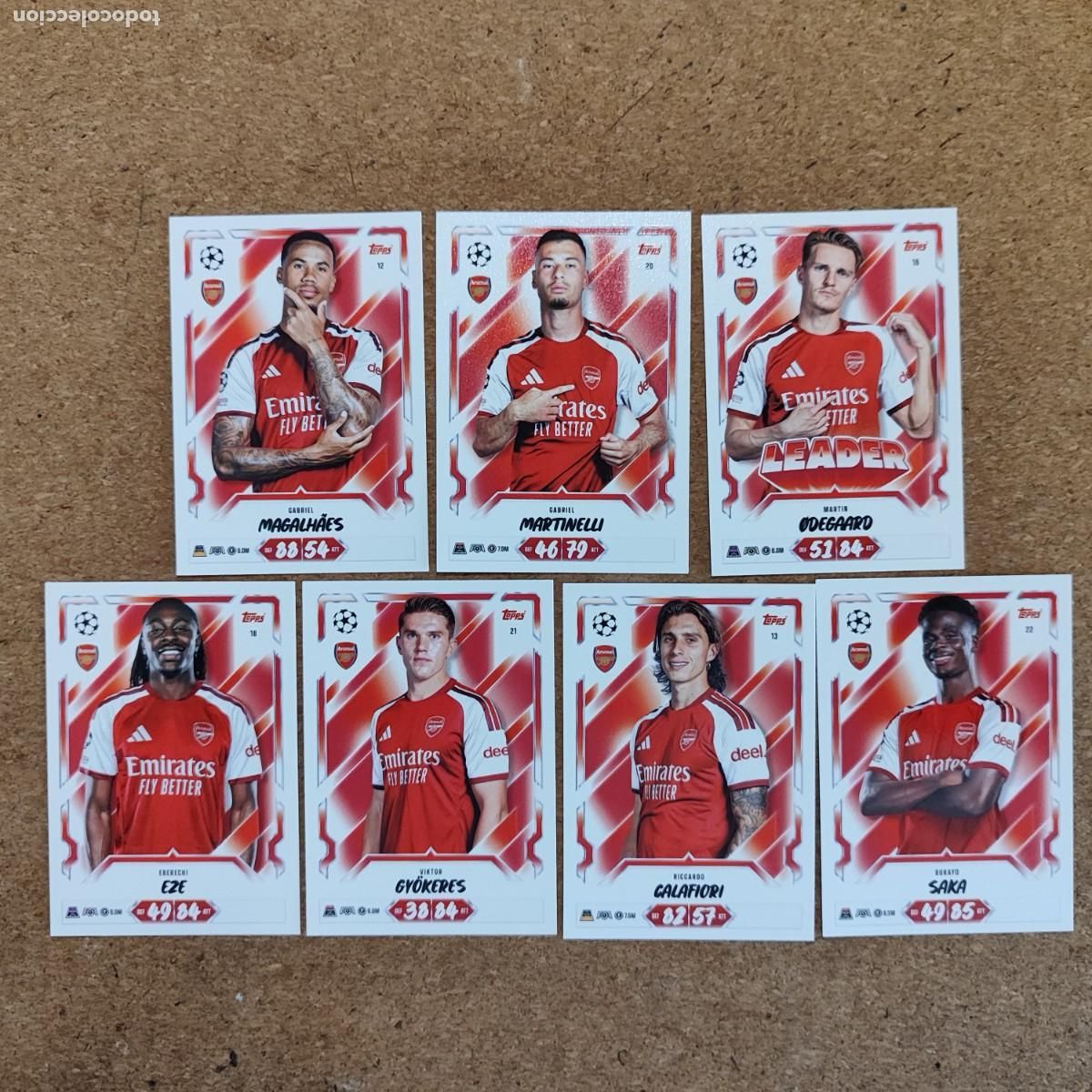 Football Stickers: 20 ANIVERSARIO MATCH ATTAX 26/27 UCL LOTE DE 7 CARTAS ARSENAL # TOPPS