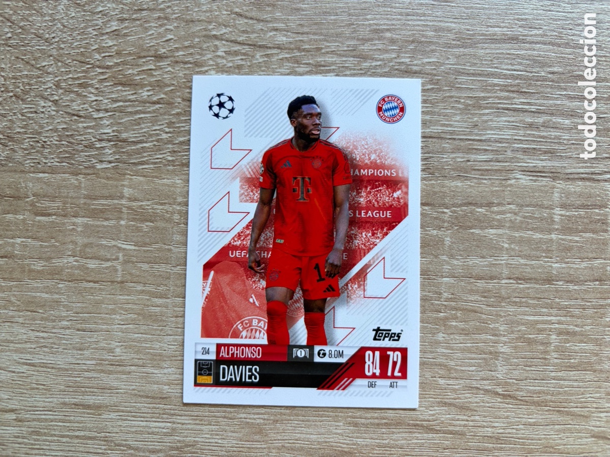 Cromos de f&uacute;tbol: 214 ALPHONSO DAVIES MATCH ATTAX TOPPS 2023 2024 FC BAYERN M&Uuml;NCHEN
