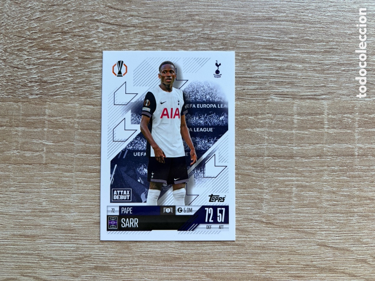 Cromos de f&uacute;tbol: 72 PAPE SARR ATTAX DEBUT MATCH ATTAX TOPPS 2023 2024 TOTTENHAM HOTSPUR