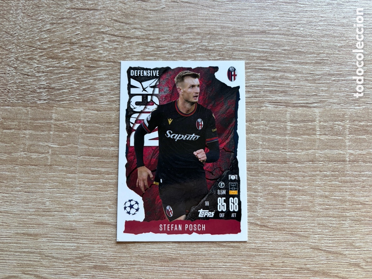 Cromos de f&uacute;tbol: STEFAN POSCH DEFENSIVE ROCK MATCH ATTAX TOPPS 2023 2024 BOLOGNA FC