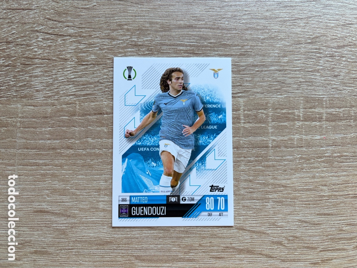 Cromos de f&uacute;tbol: 366 MATTEO GUENDOUZI MATCH ATTAX TOPPS 2024 2025 SS LAZIO ERROR CONFERENCE LEAGUE