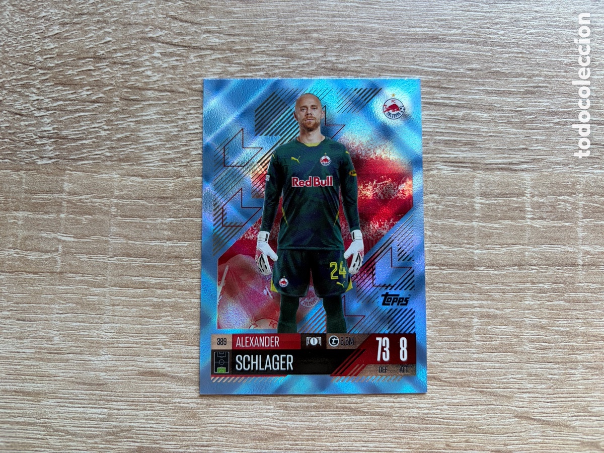 Cromos de f&uacute;tbol: 389 ALEXANDER SCHLAGER PARALLEL BLUE SHIMMER MATCH ATTAX TOPPS 2024 2025 FC RED BULL SALZBURG
