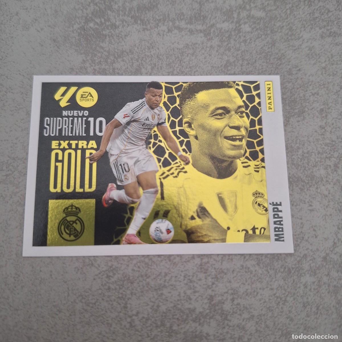 Fu&szlig;ball-Sticker: Cromo Mbappe Supreme 10 Extra Gold Real Madrid Liga Este 2025 2026 25 26