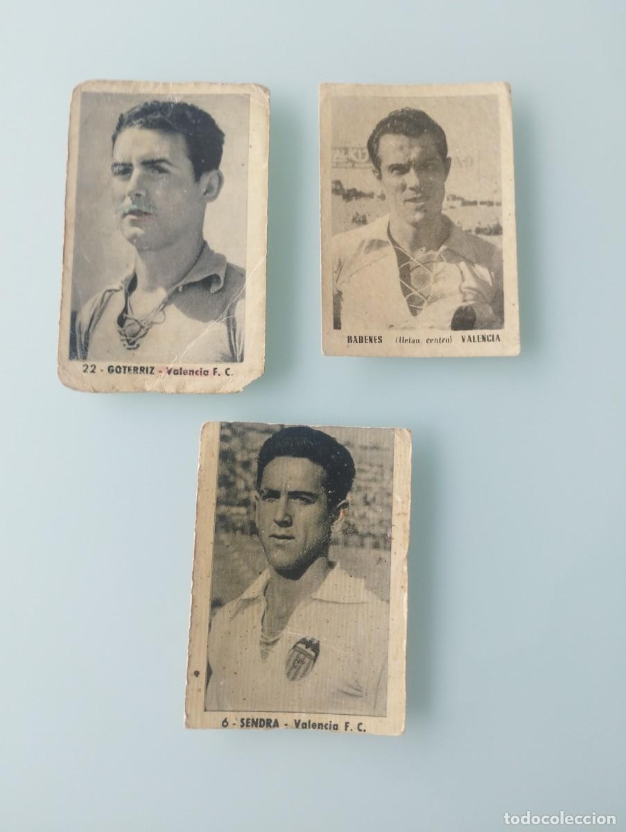 Cromos de f&uacute;tbol: 3 cromos vintage del Valencia a&ntilde;os 50 temporada 1951/1952