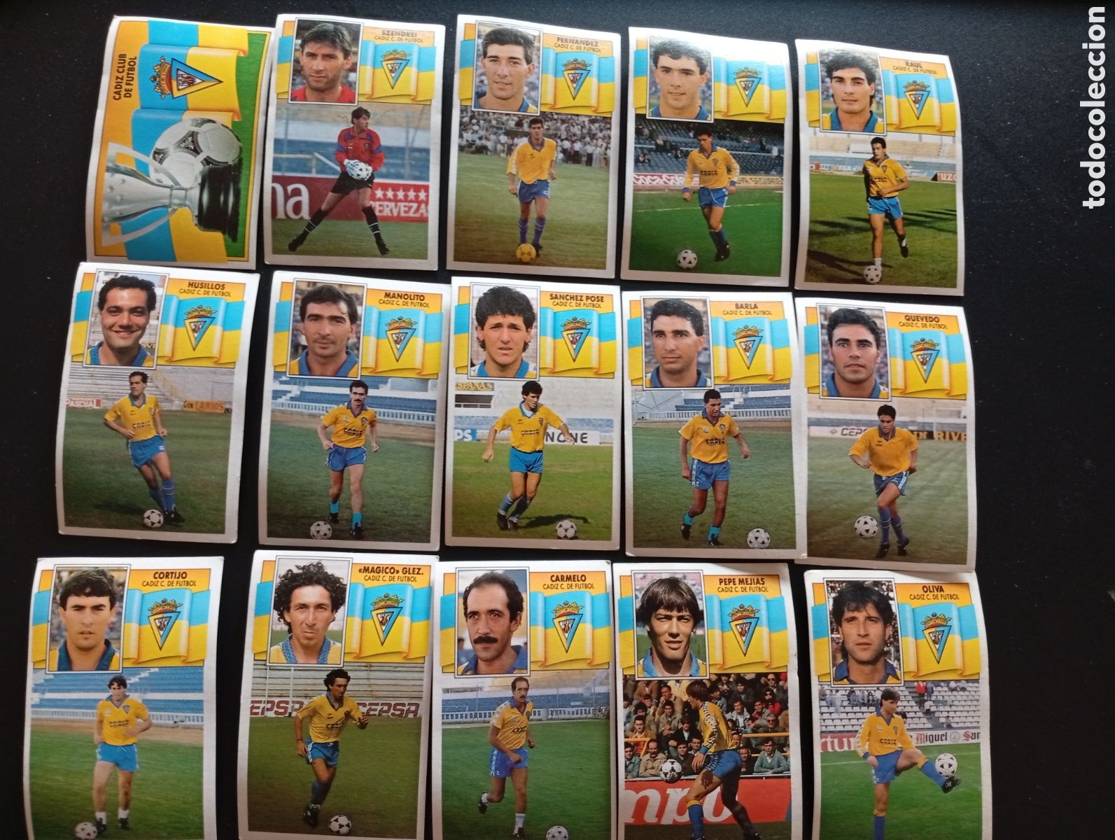 Cromos de f&uacute;tbol: 15 cromos C&aacute;diz liga 90/91
