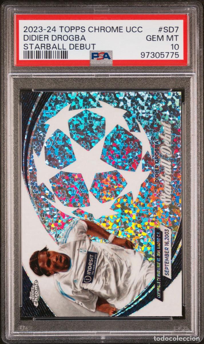 Cromos de f&uacute;tbol: Didier Drogba SD7 Olympique Marseille Topps Chorme Starball Debut 2023 24 PSA 10
