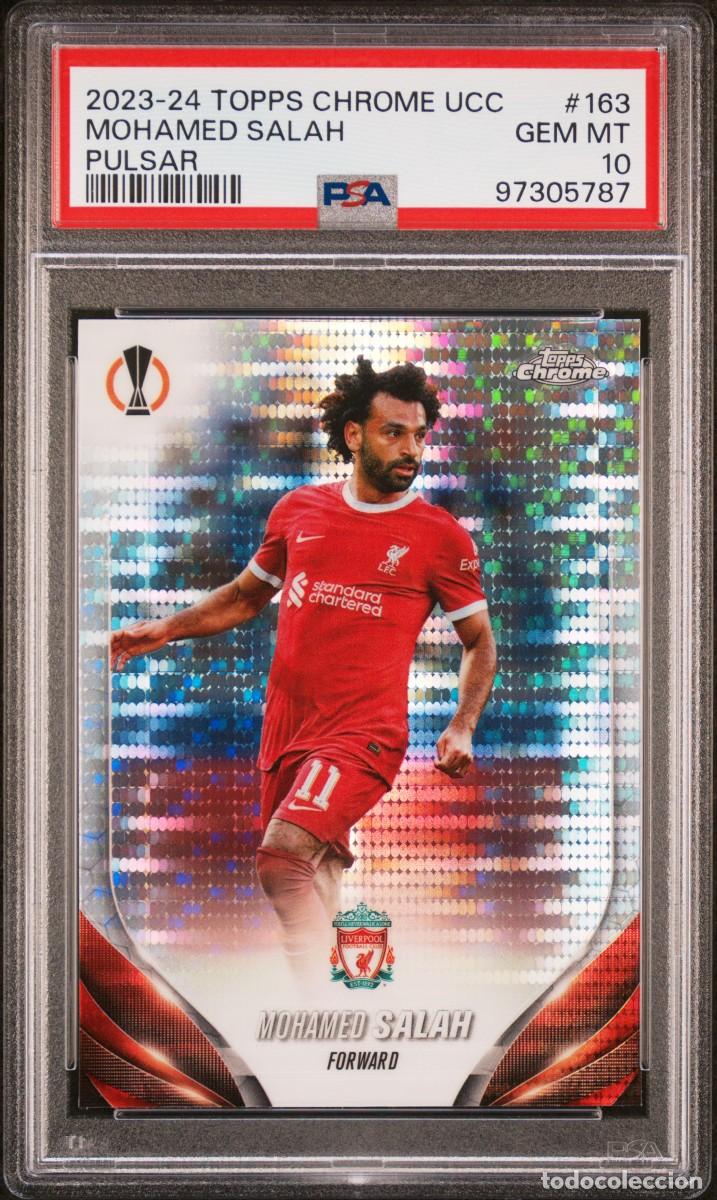 Cromos de f&uacute;tbol: Mohamed Salah #163 Liverpool Topps Chrome UCC Pulsar 2023 24 PSA 10