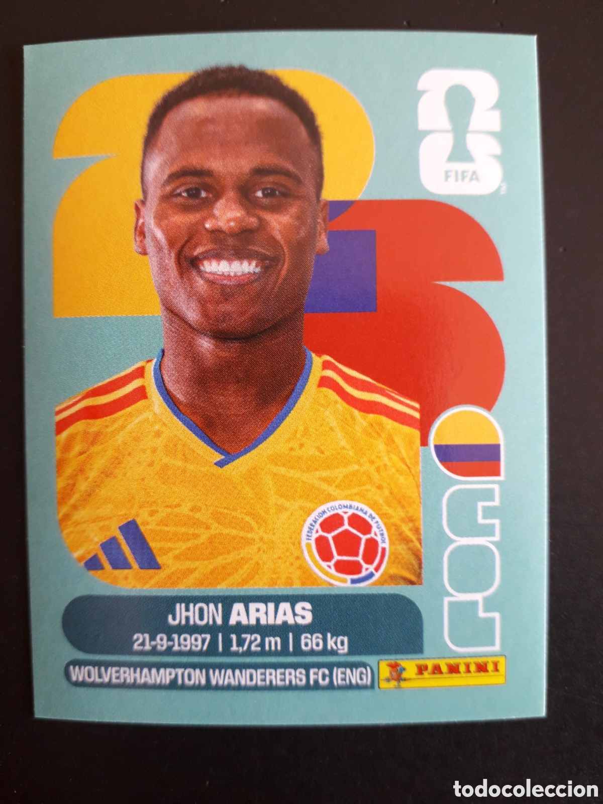 Cromos de f&uacute;tbol: JHON ARIAS COLOMBIA COL 17 MUNDIAL F&Uacute;TBOL 2026 FIFA WORLD CUP PANINI SIN PEGAR PEDIDO M&Iacute;NIMO 3&euro;