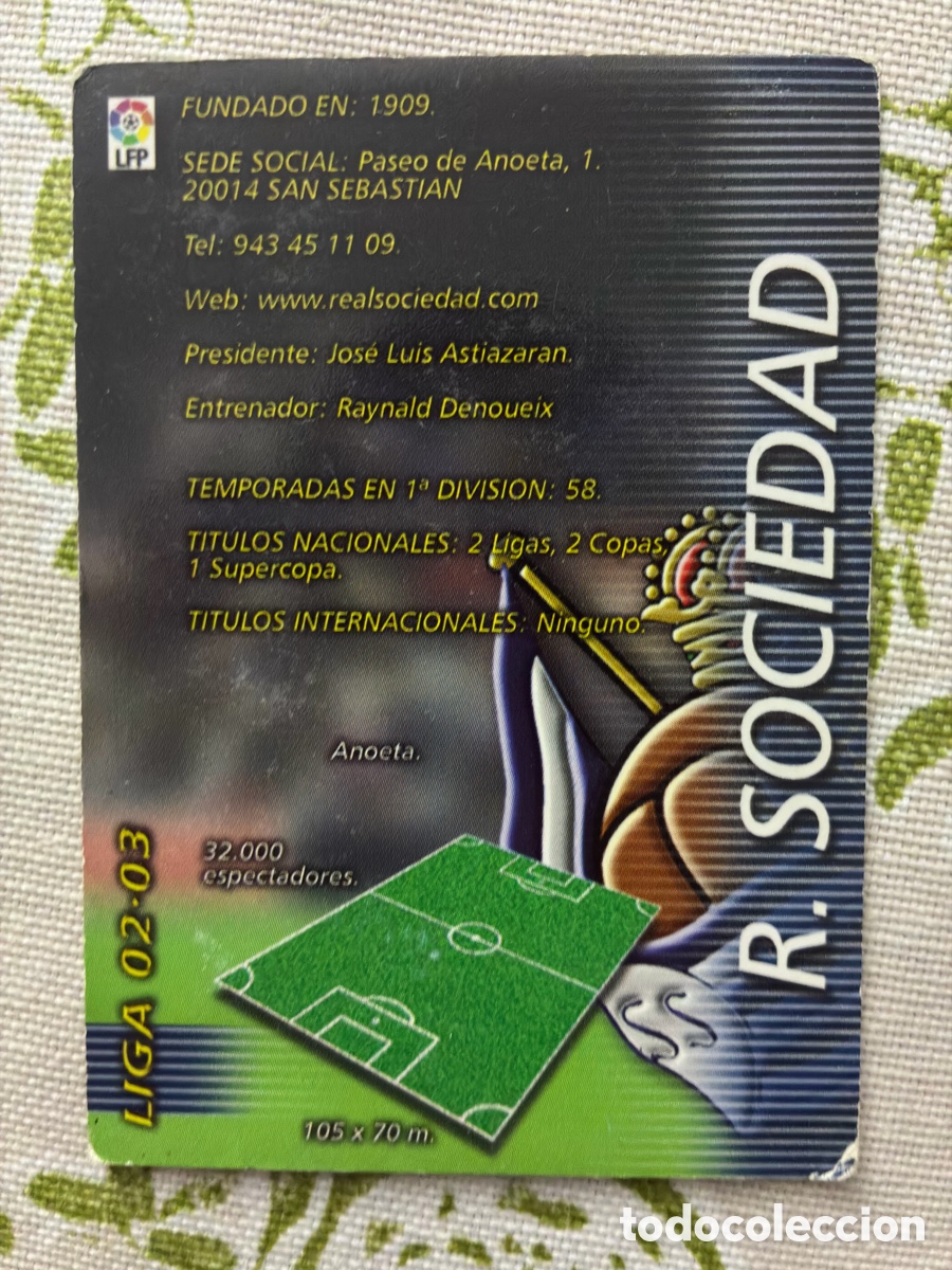 Football Stickers: Ficha Club Indice Real Sociedad - Megacracks Panini Liga 02/03 N.&ordm; 289