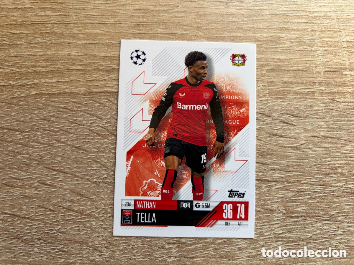 Cromos de f&uacute;tbol: 204 NATHAN TELLA MATCH ATTAX TOPPS 2024 2025 BAYER 04 LEVERKUSEN