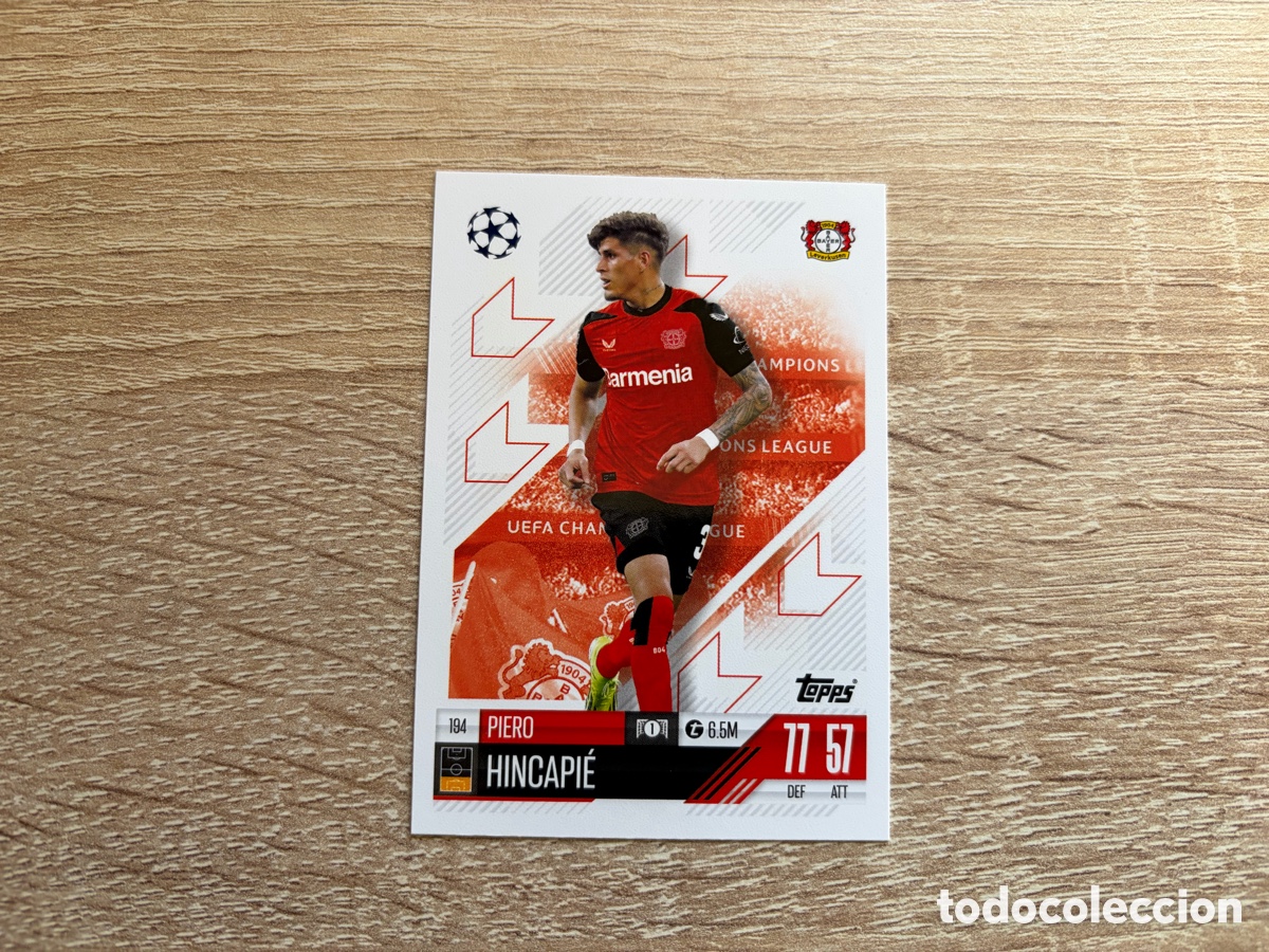 Cromos de f&uacute;tbol: 194 PIERO HINCAPI&Eacute; MATCH ATTAX TOPPS 2024 2025 BAYER 04 LEVERKUSEN