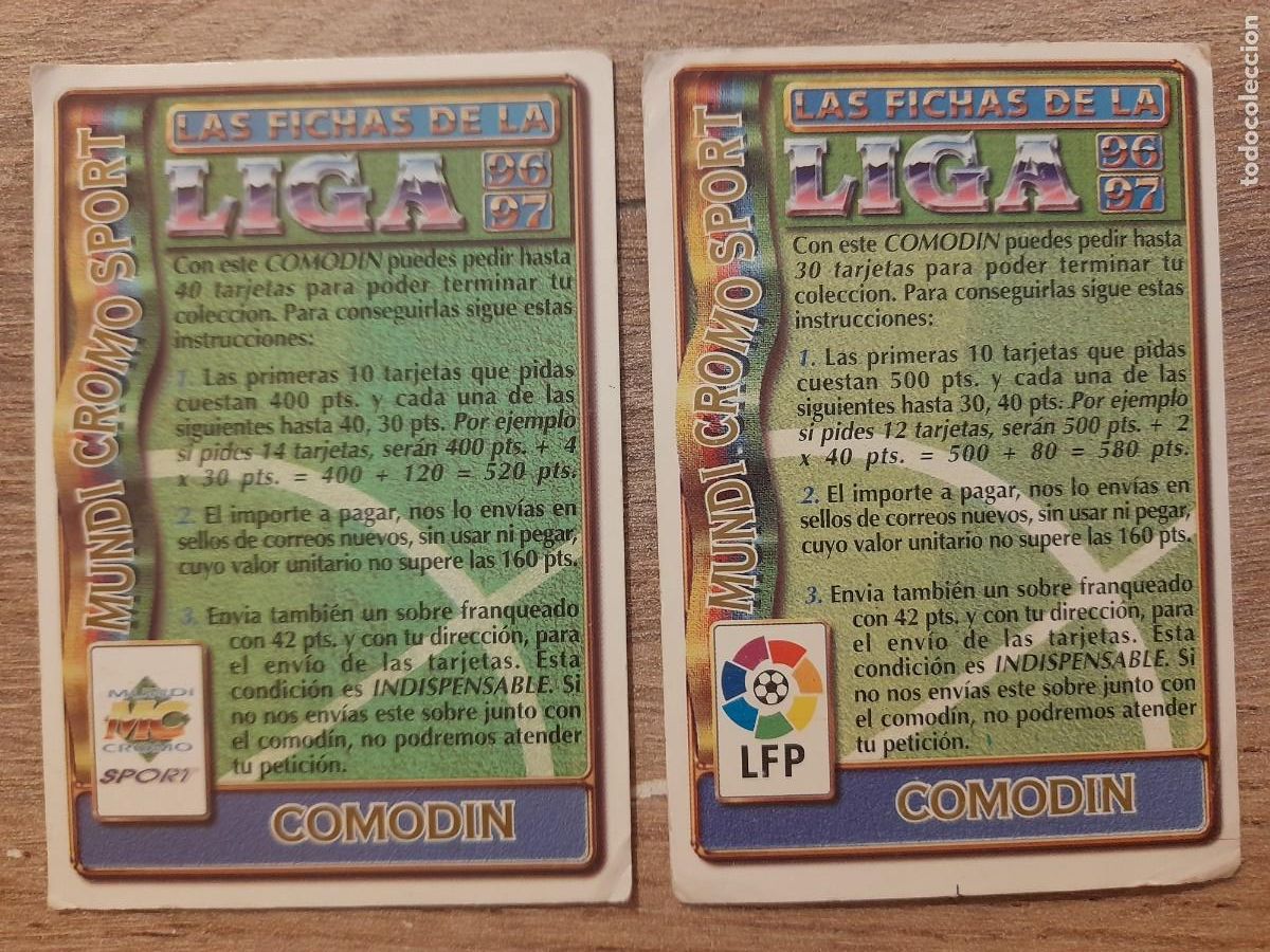 Cromos de Futebol: CARTAS COMOD&Iacute;N, DE 30 Y 40 CARTAS. MUNDICROMO 1996 1997 96 97