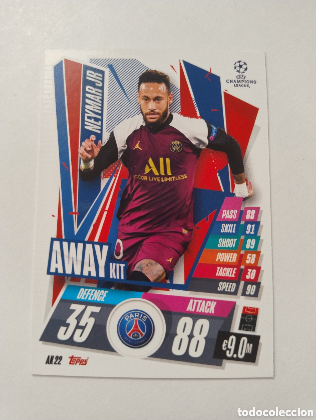 Figurine di Calcio: AKb22 - Neymar - PSG - Topps Match Attax Extra 2020 - 2021 Away Kit