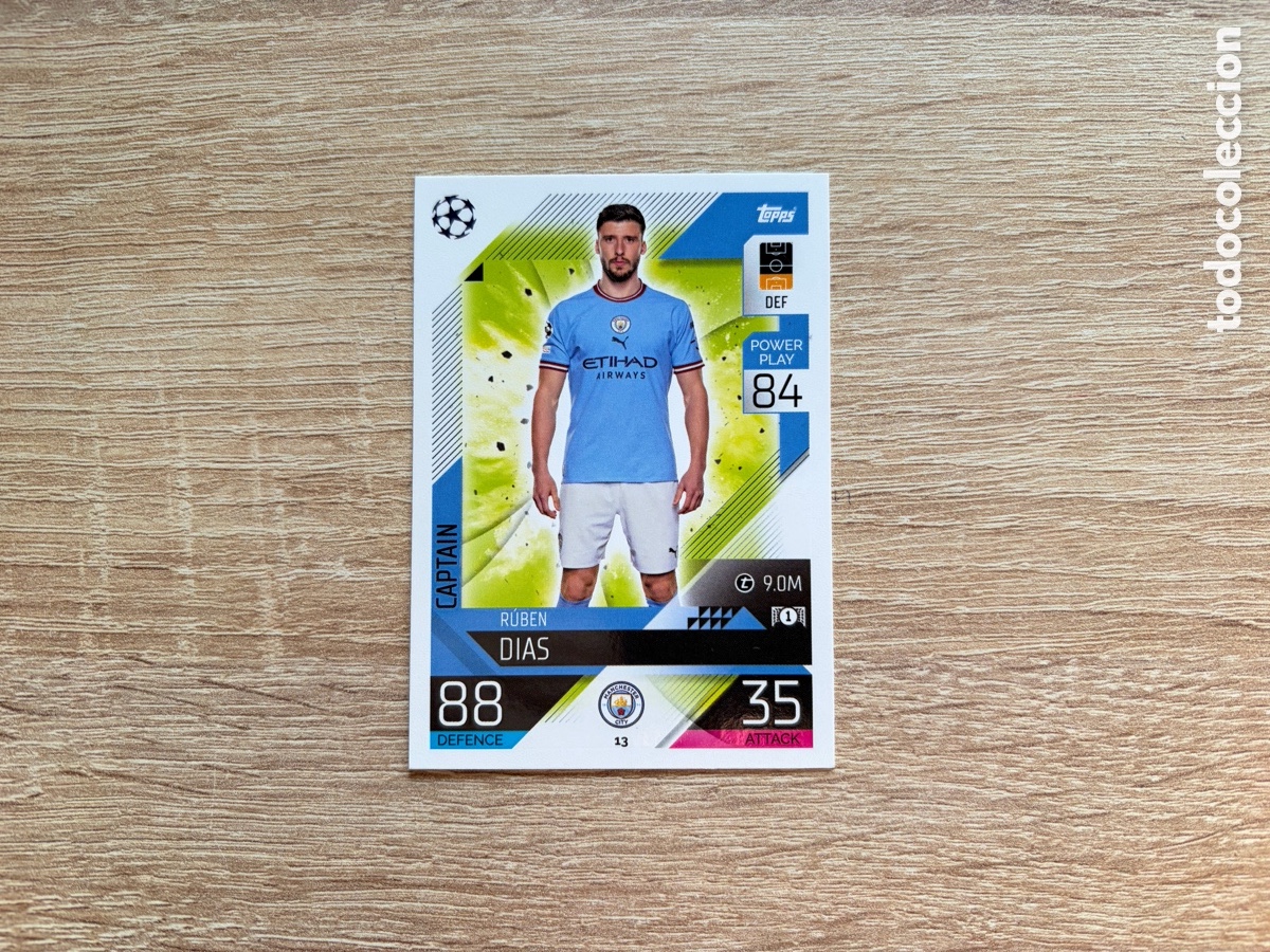 Cromos de f&uacute;tbol: 13 R&Uacute;BEN DIAS (CAPTAIN) MATCH ATTAX TOPPS 2022 2023 MANCHESTER CITY