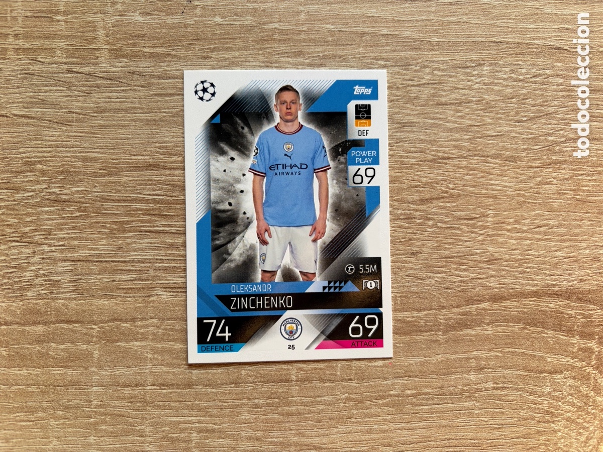 Cromos de f&uacute;tbol: 25 OLEKSANDR ZINCHENKO MATCH ATTAX TOPPS 2022 2023 MANCHESTER CITY