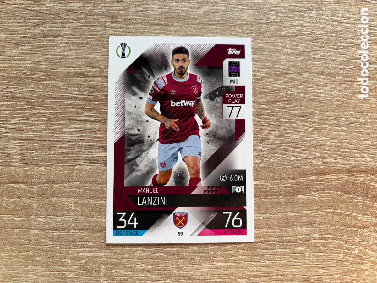 Cromos de f&uacute;tbol: 59 MANUEL LANZINI MATCH ATTAX TOPPS 2022 2023 WEST HAM UNITED